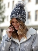 Wintermütze mit Fischgrätmuster in Graphit C13 – Online-Shop – Boutique